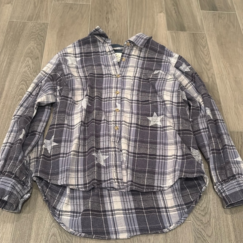 Vintage Havana Women’s Blue And White Flannel With Stars Size S